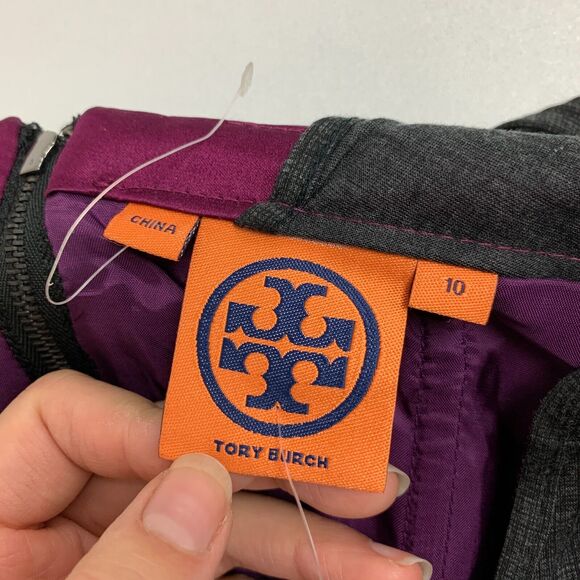 Tory Burch Sheath Dress Womens 10 Purple Corset Silk Zip Up Lined Sheer Contrast - Picture 13 of 16